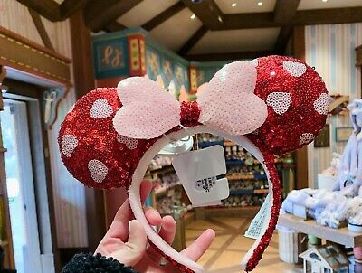 Shdr 2021 Heart Sequined Minnie Mouse Ear Headband Shanghai Disneyland Disney